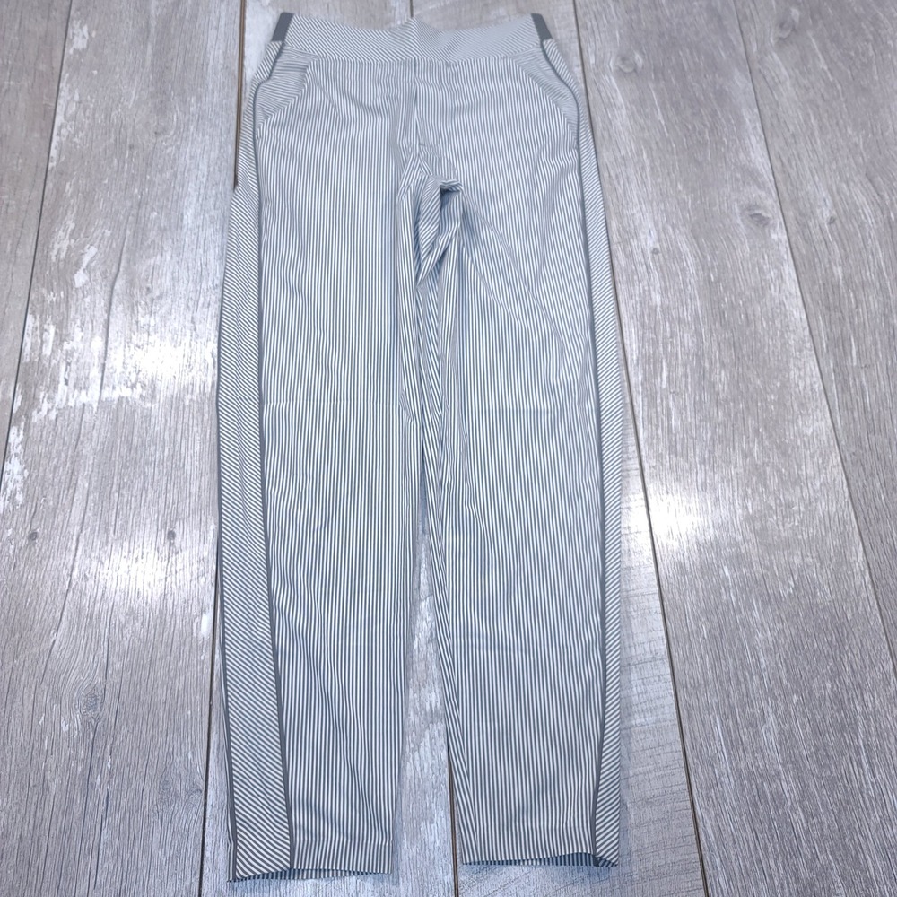 Athleta Brooklyn Ankle Pants Womens Size 0 Grey Pinstripe Tapered Trouser